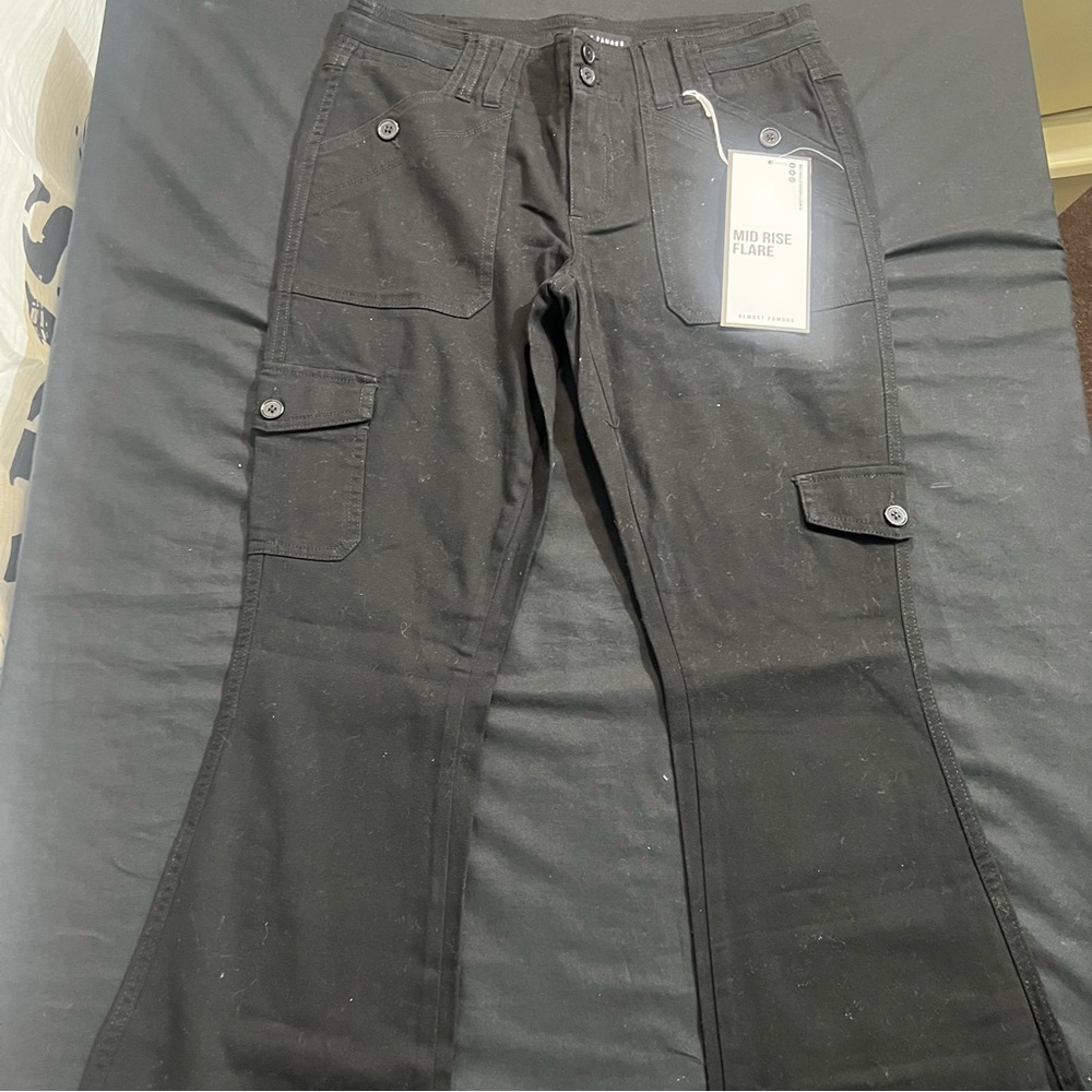 Almost Famous Mid Rise Cargo Flare Pants measurement 31 waist